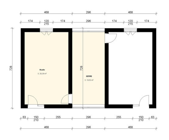 Studios modulaires avec serre en kit prêt 89 m² – Module deux pièces | BATI-FABLAB - BATI-FABLAB 
