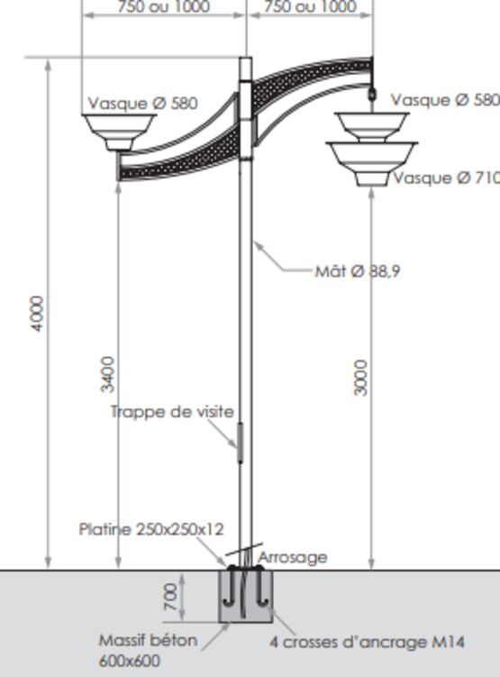  Suspente florale | Amande en acier pour aménagement urbain végétalisé - Jardinières