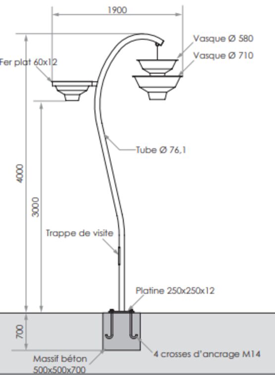  Suspente florale | Suspente Horizon en acier galvanisé pour fleurissement urbain - SEMCO