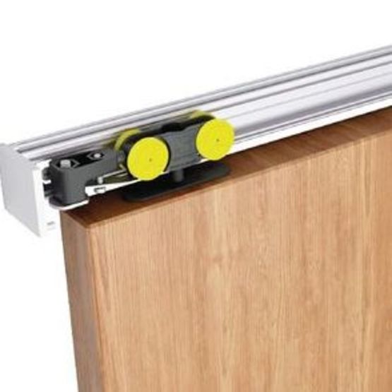 Système coulissant droit rail en aluminium pour portes en bois jusqu’à 80 Kg | SAF SLIM 