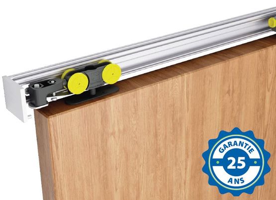  Système coulissant droit rail en aluminium pour portes en bois jusqu’à 80 Kg | SAF SLIM  - MANTION