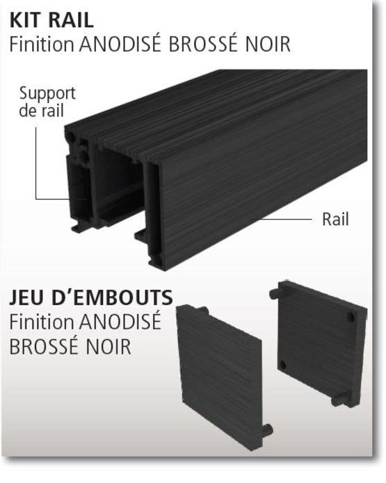 Système coulissant droit rail en aluminium pour portes en bois jusqu'à 80  Kg