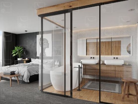 Système coulissant droit rail en aluminium pour portes en bois jusqu’à 80 Kg | SAF SLIM 