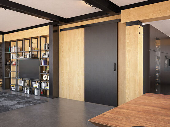 Système coulissant haut de gamme SAF avec bandeau aluminium peint en noir | SAF-Black