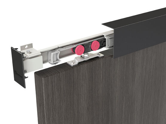  Système coulissant haut de gamme avec bandeau aluminium peint en noir | SAF-Black - Système coulissant en applique ou à encastrer