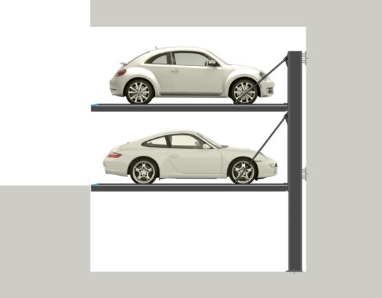  Système de parking dépendant avec deux plateformes horizontales | Parklift DE-48 - Plate-forme de superposition pour véhicules