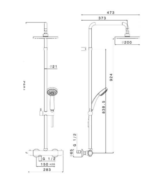  Système douche thermostatique NF chromé pomme ronde ABS | PRO 1 - THERMADOR