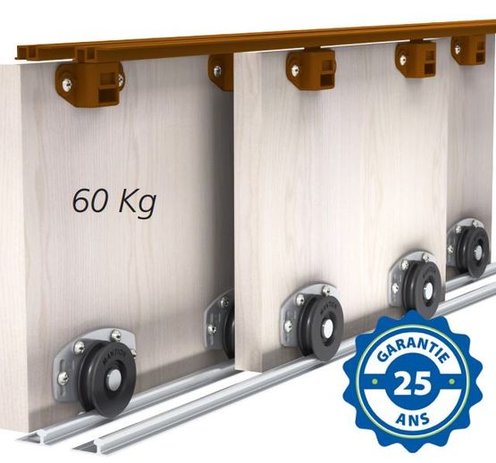 Système pour portes de placard rail aluminium et PVC capacité 60 Kg | PICO 60  - produit présenté par MANTION
