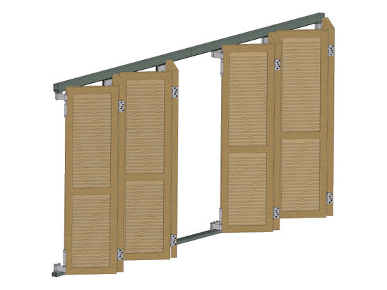  Système pour volets pliants coulissants | WIN-FOLD 3 en aluminium anodisé et acier inoxydable - Volets coulissants