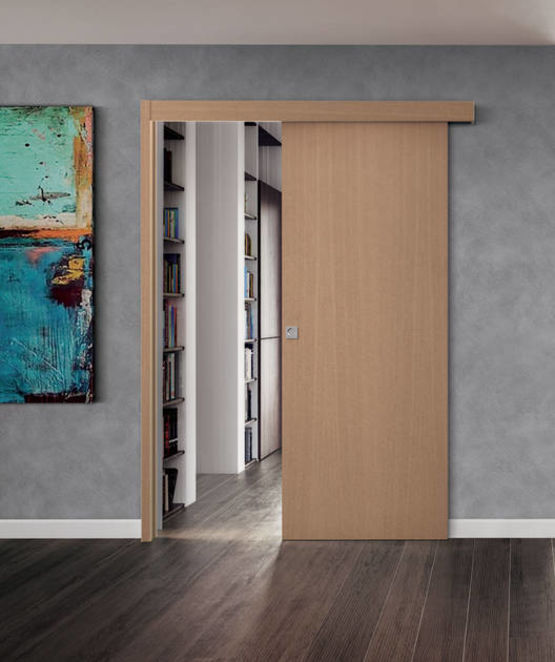  Système Scrigno apparent pour portes coulissantes en applique avec bandeaux et montants en bois | Kit Coul  - SCRIGNO 