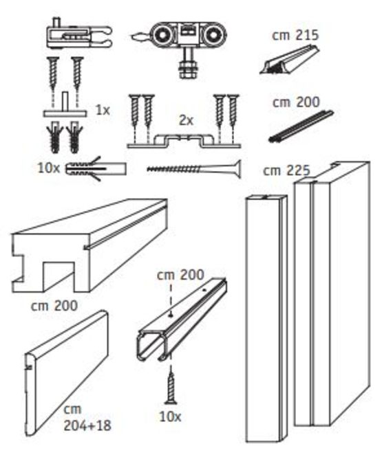 Système Scrigno Apparent Pour Portes Coulissantes En Applique Avec Bandeaux Et Montants En Bois Kit Coul