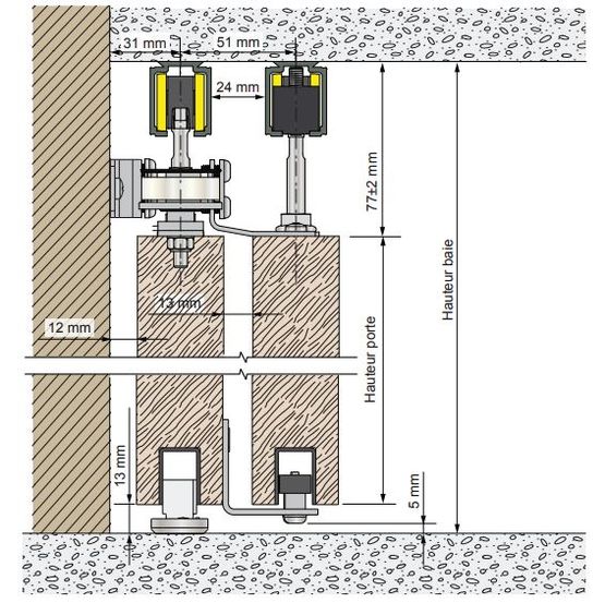 Système télescopique pour déplacement simultané de deux portes | SAF 80/120 TELESCOPIC - produit présenté par MANTION