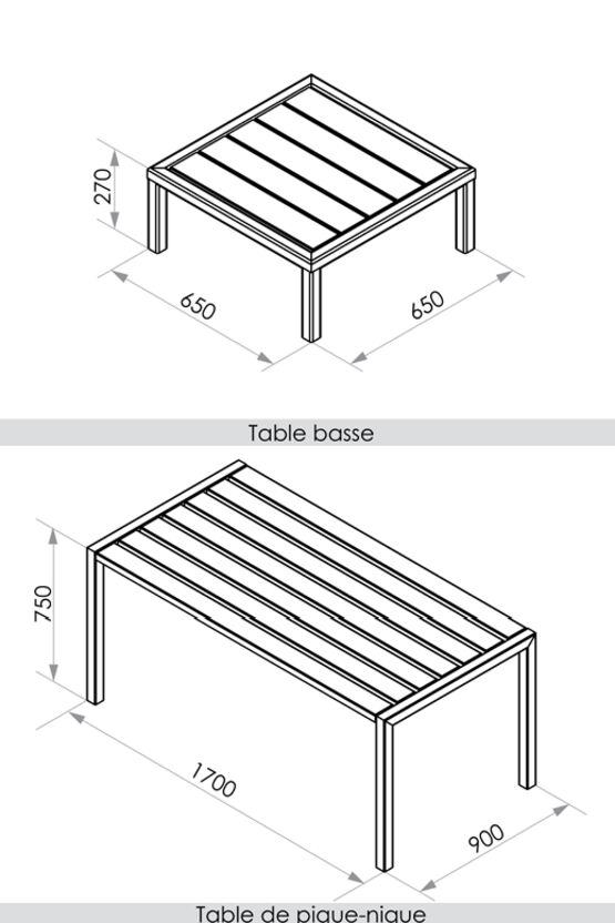  Table de pique-nique et table basse | Epure Table Norm en acier et bois - Table de pique nique