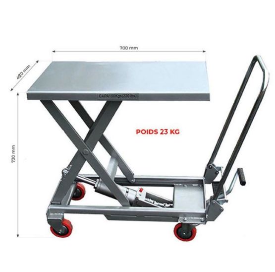  Table élévatrice aluminuim 100 kg - NORMEQUIP