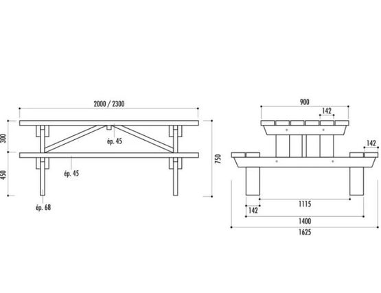  Table pique nique bois Hanovre - NORMEQUIP