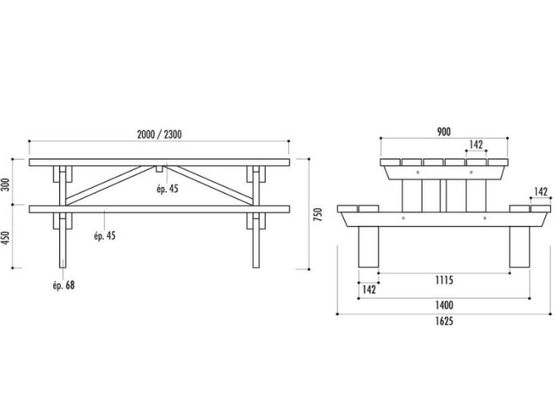 Table pique nique bois PMR Hanovre - produit présenté par NORMEQUIP