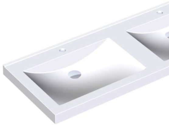 Tablette de lavabos avec une surface non poreuse et lisse QUADRO | ANMW431 - Plan vasque ou plan de toilette