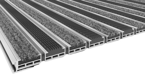  Tapis d&#039;entrée haute-performance - Aluminium, rips &amp; caoutchouc - Nettoyant et antidérapant - Tapis d'accueil et de propreté