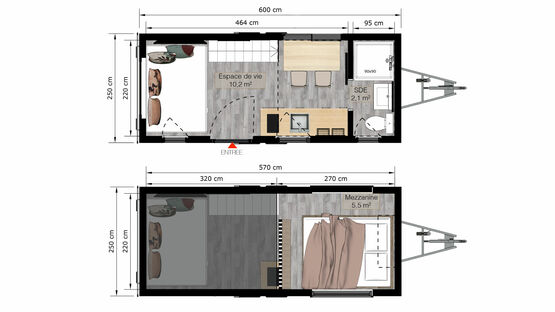  Tiny House ‘Cosy’ 6m avec mezzanine / mini-maison sur remorque - habitat modulaire idéal location - BATI-FABLAB 