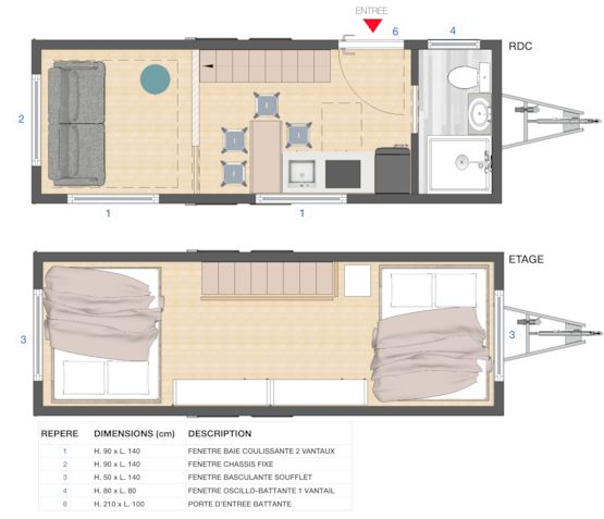  Tiny House, Kit complet : RDC + étage entier - Spécial export | BATI-FABLAB - BATI-FABLAB 