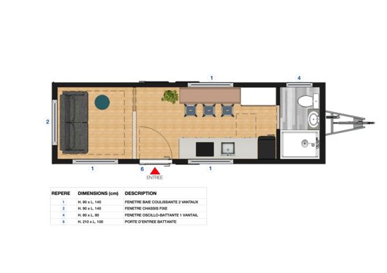 Tiny House pièce-par-pièce - kit structure avec RDC (Plain-Pied) - Spéciale export | BATI-FABLAB - BATI-FABLAB