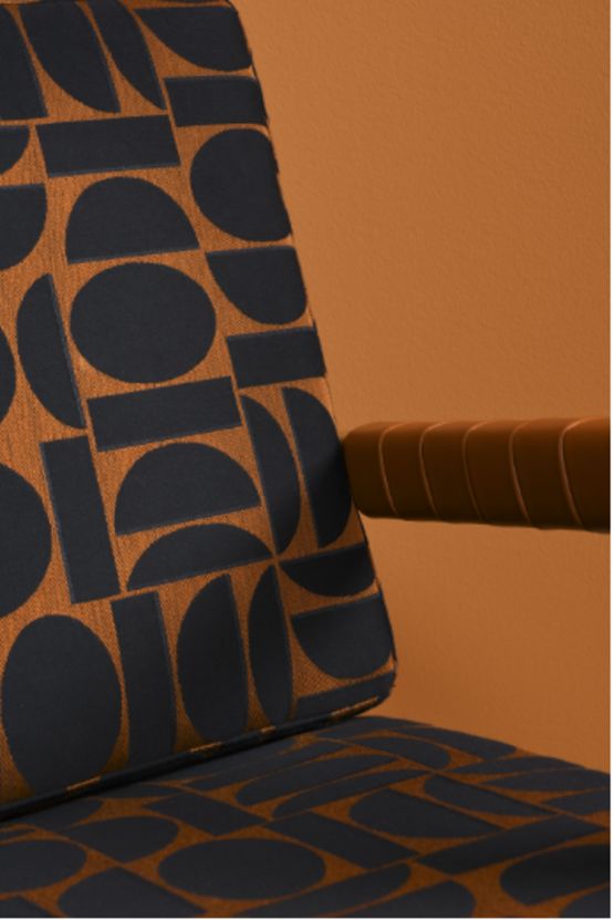  Tissu graphique pour siège, rideaux, murs et accessoires | Fjord Cognac 4260-04 - Revêtements naturels, tissus et molletons