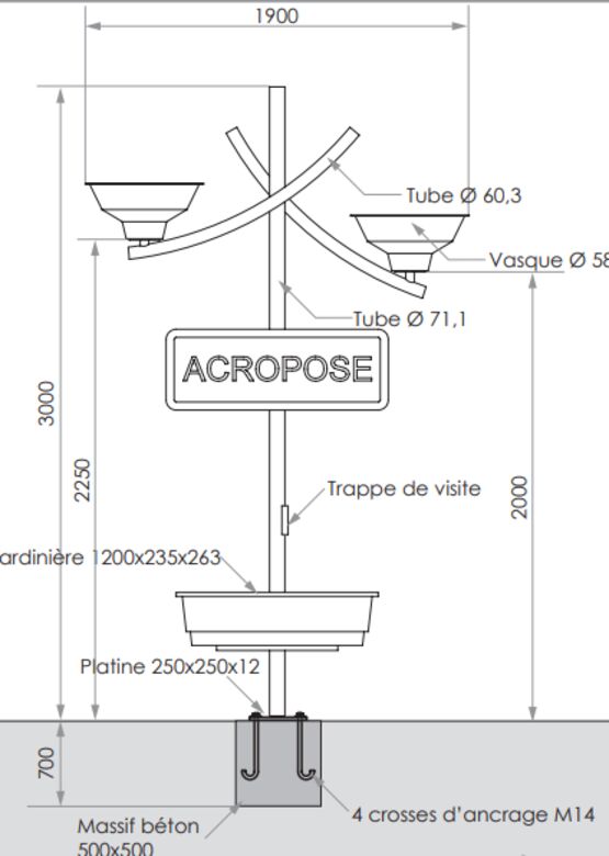  Totem d’entrée de ville | Totem Arc en ciel en acier galvanisé thermolaqué - SEMCO