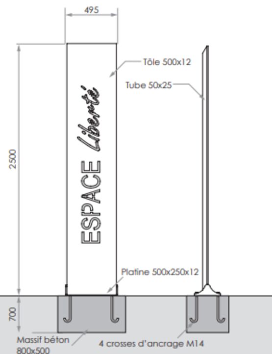  Totem signalétique | Totem Campus en acier personnalisable - SEMCO