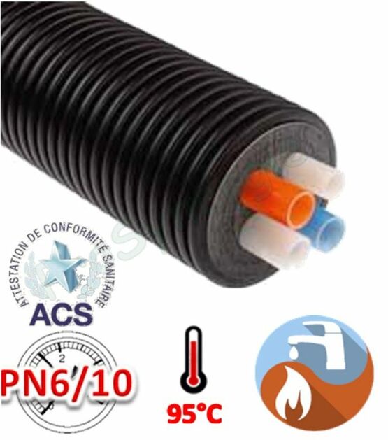 Tube quadruple flexible pré-isolé (à enterrer) Chauffage + Sanitaire TERRAFLEX PN6 et PN10 - Ø 20 à 40mm (DN15 à 32) | SITE010385