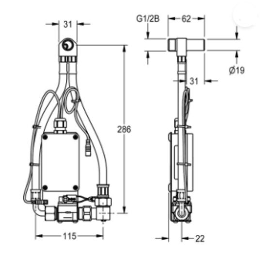 Unité de montage F5 pour urinoir intelligent | ACEF3002 - KWC