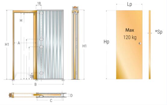 Vantail simple pour plaques de plâtre, prédisposé pour le passage des câbles | Orchidea Light  - produit présenté par FIBROTUBI - ORCHIDEA