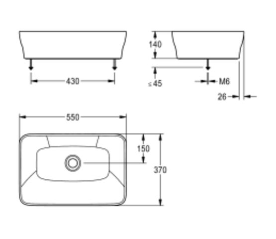  Vasque à poser QUADROtop pour montage sur plan | ANMT4001 - KWC 