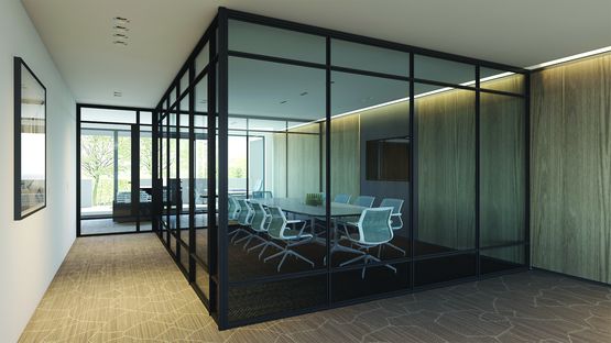  Verrière d’intérieur aluminium fixe avec ouvrants | INDOOR FACTORY - Série 118 - Porte de distribution mixte