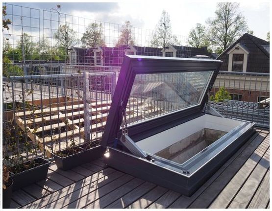  Verrière de toit motorisée ouvrante de 87° d&#039;angle par projection | GV Skydoor - GLAZING VISION PARIS