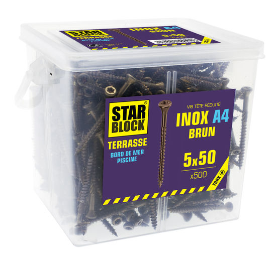 Vis en inox A2 et A4 pour terrasse | Vis Terrasse Starblock - produit présenté par NORAIL STARBLOCK