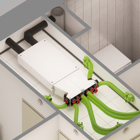 VMC double flux extraplate jusqu’à 300 m3/h de débit | Renovent Sky 300