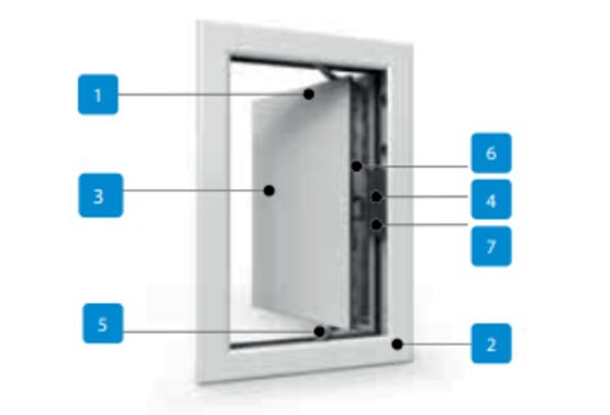  Volet à portillon esthétique 1 vantail motorisé (1V-M) ne nécessitant pas l&#039;ajout de grille d&#039;habillage, résistance au feu jusqu’à 120&#039; | KAMOUFLAGE-M - OUEST ISOL & VENTIL