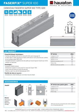 Caniveau de 19 cm de largeur pour zones à trafic lourd | Faserfix Super 100