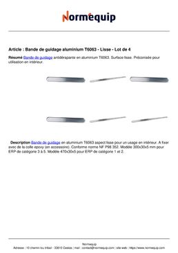 Bande de guidage aluminium T6063 - Lisse - Lot de 4