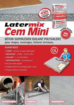 Béton léger et isolant pour chapes et ravoirages | Latermix Cem Mini