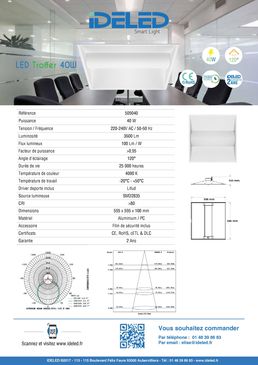 Panneau LED 40W 3600 Lm IDELED | Troffer