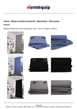 Rideau pare solaire anti feu M1 sur mesure - Collioure - 270g/m2