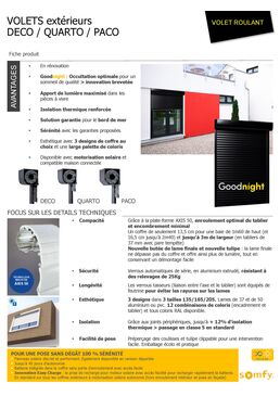 Volets roulants coffres extérieurs | DECO – QUARTO – PACO 