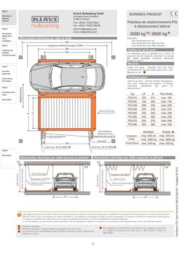 Palettes de parking à déplacement transversal ou longitudinal | PE / PH / PQ