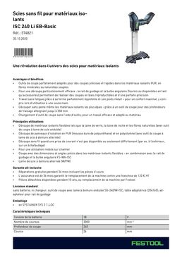 Scie sans fil pour matériaux isolants | ISC 240 Li EB-Basic