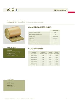 Rouleau en laine de roche avec pare-vapeur pour isolation de combles | Toitrock kraft