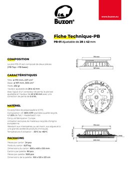 Plot réglable pour terrasses résidentielles de 28 à 42 mm | PB-01