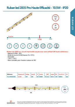 Ruban led 2835 Pro - 10.5W - IP20 | Néon France