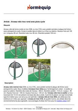 Arceau vélo inox rond avec picto cycle