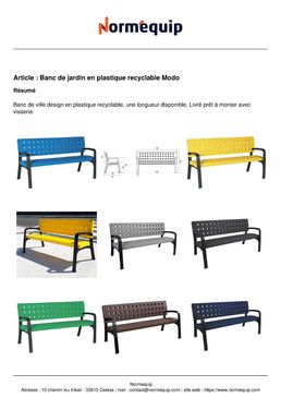 Banc de jardin en plastique recyclable Modo